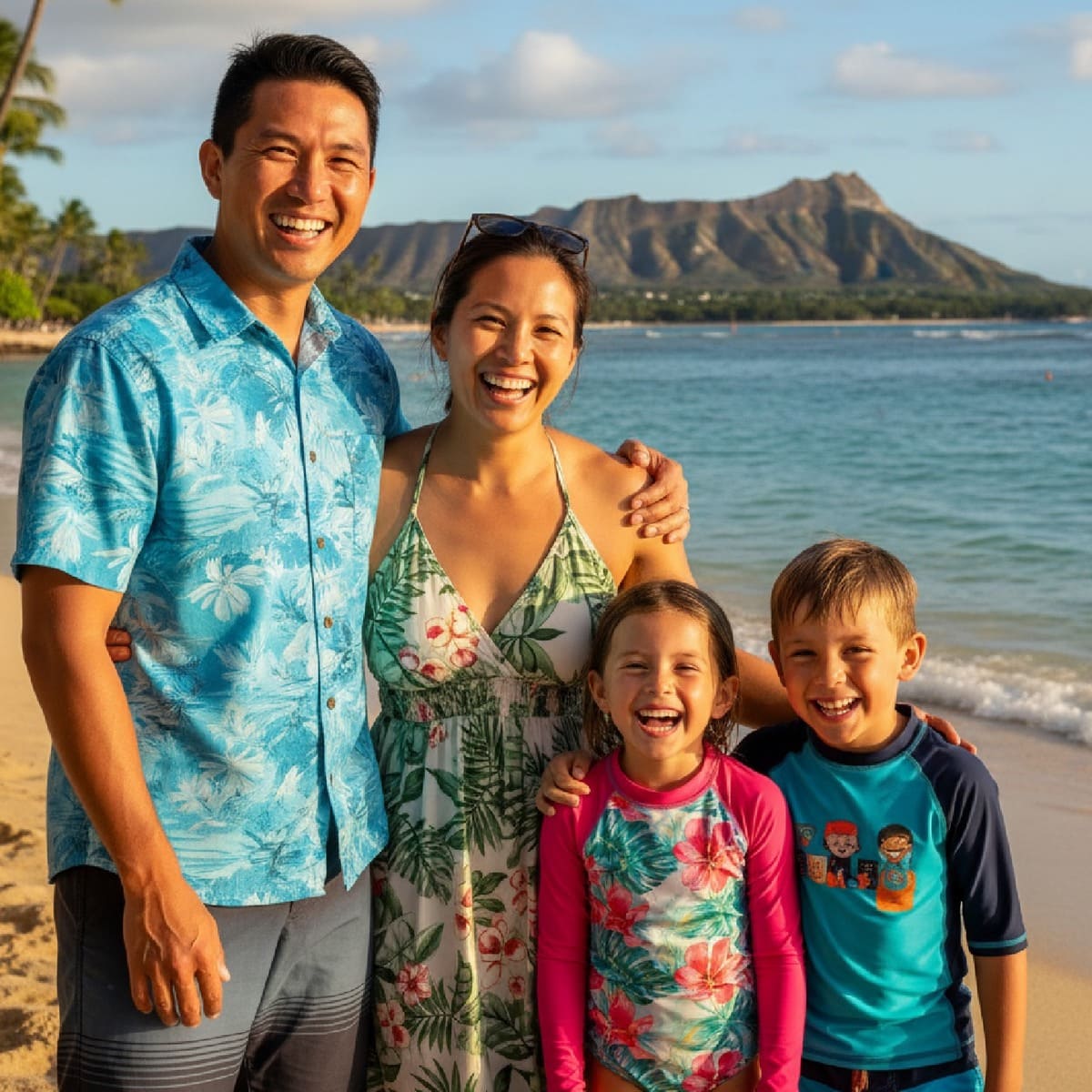 A happy family in Honolulu.